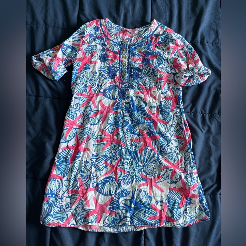 Lilly Pulitzer girls size Large tunic top embroidered